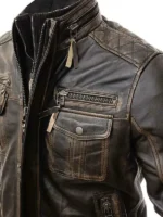 Black Leather Motorcycle Jacket - Image 2