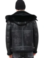Black Leather Shearling Jacket For Men RAF Aviator - Image 2