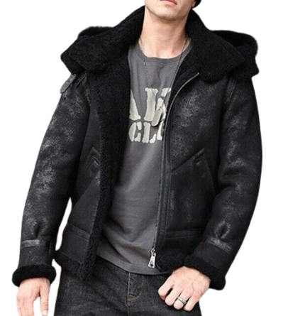 Black-Leather-Shearling-Jacket-For-Men-RAF-Aviator