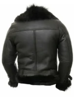 Black Leather Shearling Jacket For Men - flying Toscana - Image 2