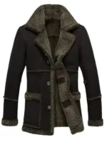 Black Reacher Style Fur Sheepskin Shearling Coat