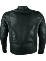 Black Slim Fit Cafe Racer Retro Jacket - Image 3