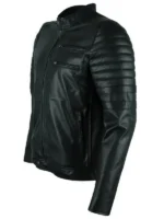 Black Slim Fit Cafe Racer Retro Jacket - Image 2