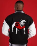 Black-UGA-Varsity-Letterman-Jacket-Back-View