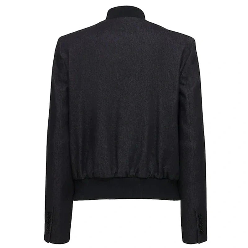 Bomber Varsity Jacket Women, Black Zing Apparel