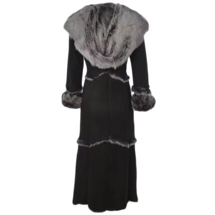 Black Fur Leather Coat For Women