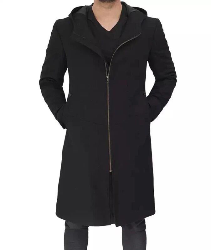 Modern Fit Wool Long Coat, Black Zing Apparel