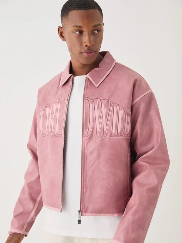 Boohooman-Pink-Leather-Jacket Boohooman-Pink-Leather-Jacket