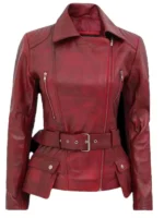 Brando Distressed Women Biker Jacket - Image 3