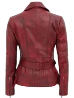 Brando Distressed Women Biker Jacket - Image 4
