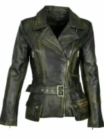 Brando Distressed Women Biker Jacket