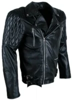 Brando Quilted Style Sheep Skin Leather Jacket - Image 2