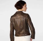 Brown Distressed Leather Jacket - Image 3