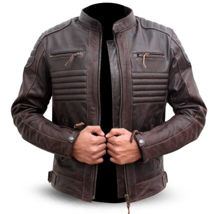 Brown Leather Biker Jacket