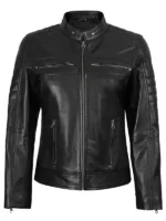 Cafe Racer Slim Fit Black Real Leather Jacket
