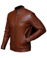 Cafe Racer Tan Brown Leather Jacket Sale