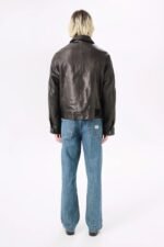 Casual leather blouson jacket