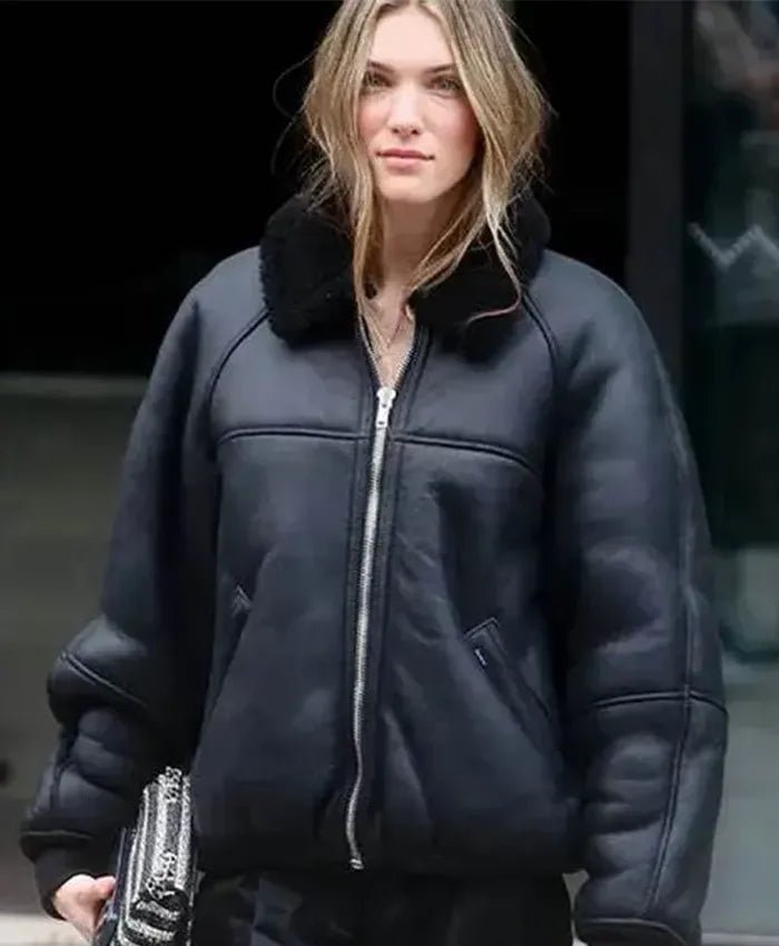 Charlotte-Cardin-Oversized-Leather-Jacket-front Charlotte Cardin Oversized Leather Jacket - Image 1
