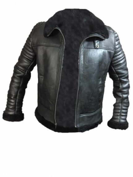 Classic Black Aviator Jacket With Fur