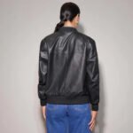 Classic leather bomber jacket women