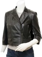 Cropped Leather Jacket, Women Biker Jacket