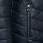 Daisy Leather Padded Coat Women, Navy Zing Apparel