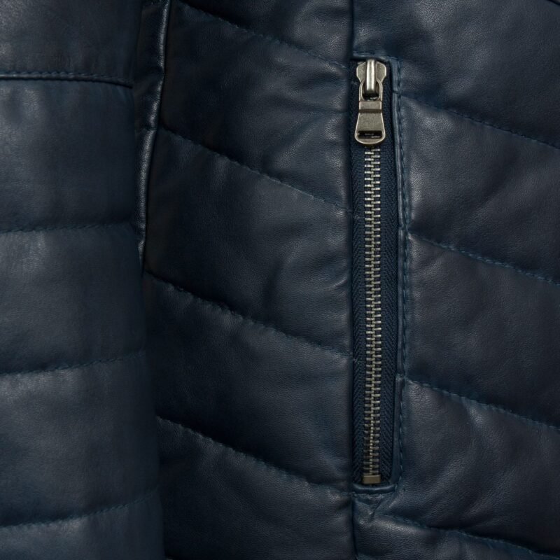Daisy Leather Padded Coat Women, Navy Zing Apparel
