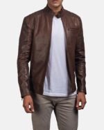 Dean Brown Leather Biker Jacket