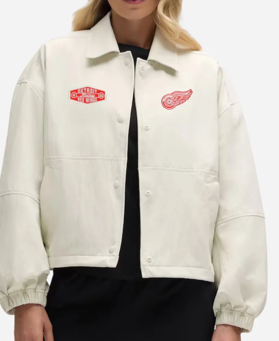 Detroit-Red-Wings-Coaches-Heathered-Bone-Jacket Detroit Red Wings Coaches Heathered Bone Jacket - Image 1