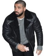 Drake Black Shearling Leather Jacket