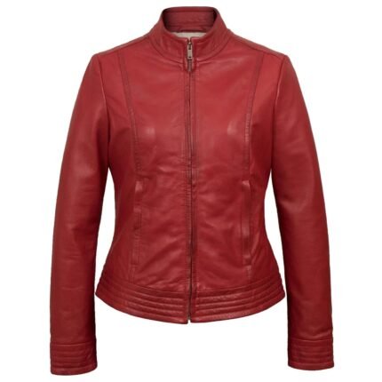 Women Biker Jacket, Leather Jacket Red Zing Apparel