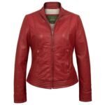 Women Biker Jacket, Leather Jacket Red Zing Apparel