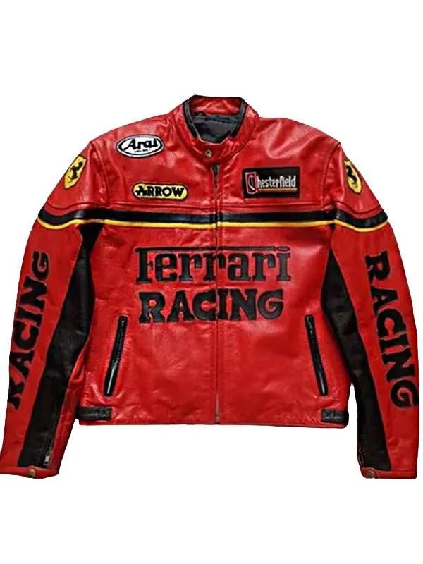 Ferrari-Racing-Vintage-Red-Leather-Jacket_a335a1dc-9c9a-4ddd-9c37-5548eb5baf04 Motorsport Leather Jacket - Image 1