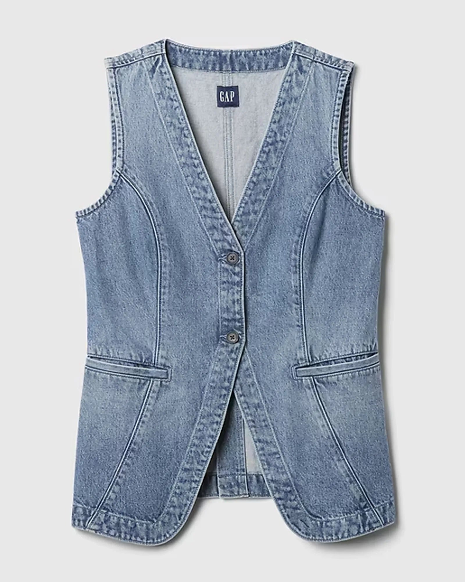 Gap-Longline-Denim-Vest-1 Gap-Longline-Denim-Vest