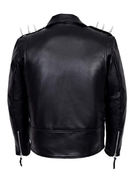 Black Leather Jacket With Spike
