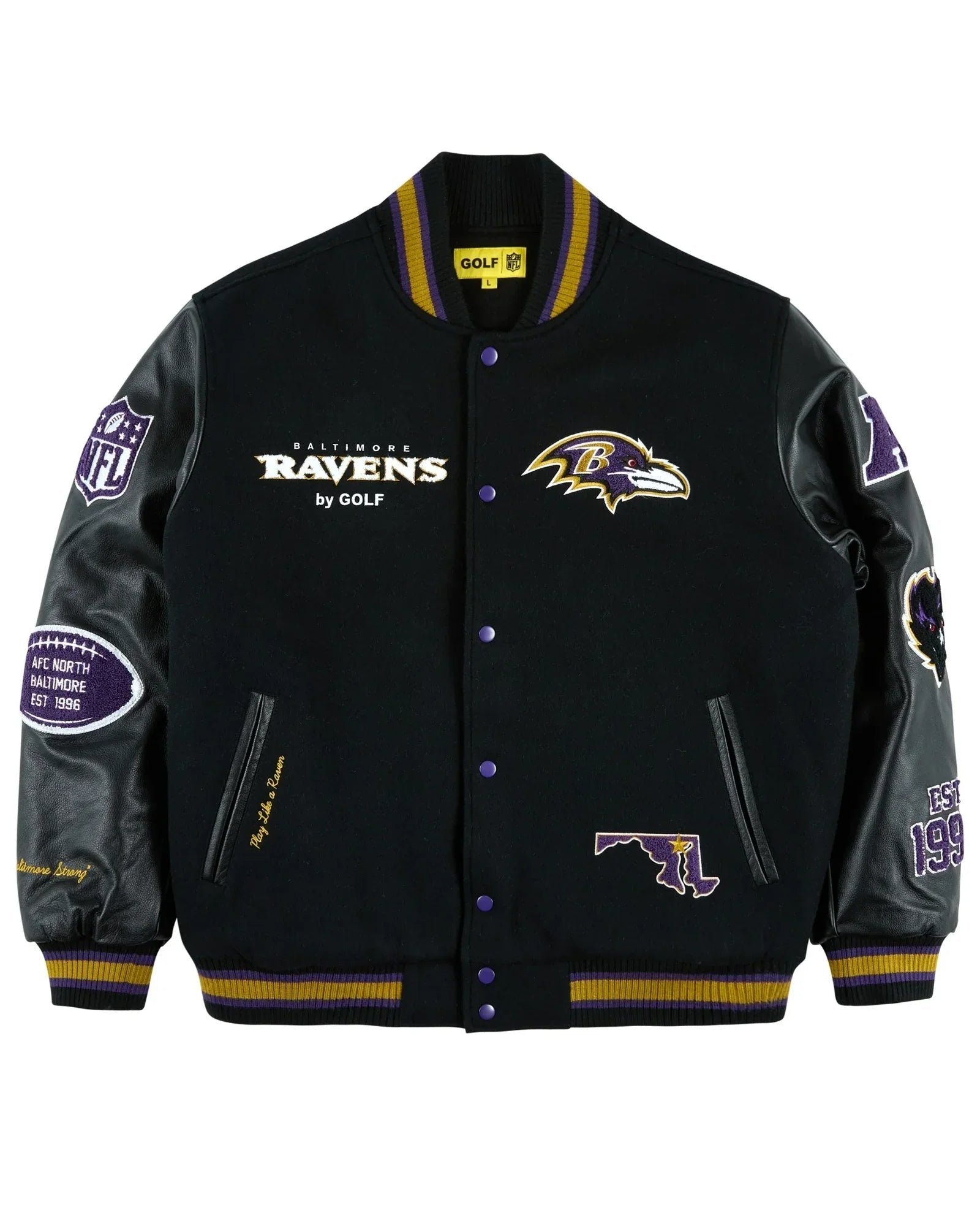 Golf-Wang-2025-Baltimore-Ravens-Letterman-Jacket-1 Golf-Wang-2025-Baltimore-Ravens-Letterman-Jacket