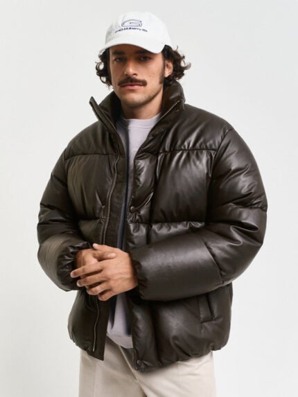 Goose-Down-Leather-Puffer-Jacket