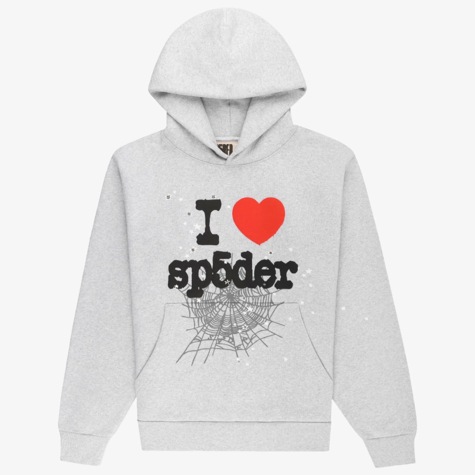 Grey_I_Love_Spider_Hoodie Grey I Love Spider Hoodie - Image 1