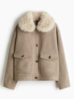 H&M Twill Jacket With Fluffy Collar - Image 2