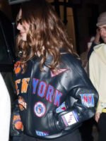 Hailey Bieber New York Knicks Leather Jacket - Image 3