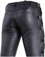 Handmade_Black_Leather_Pants_with_Side_Buckles_Sale
