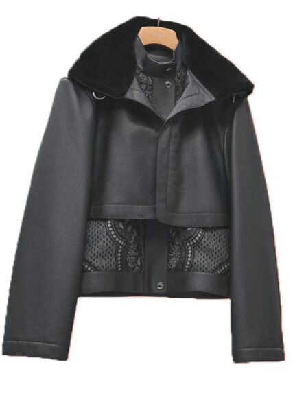 Hermès Leather Bomber Jacket Black