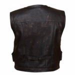 Safari Black Leather Vest Men, Sleeveless Zing Apparel