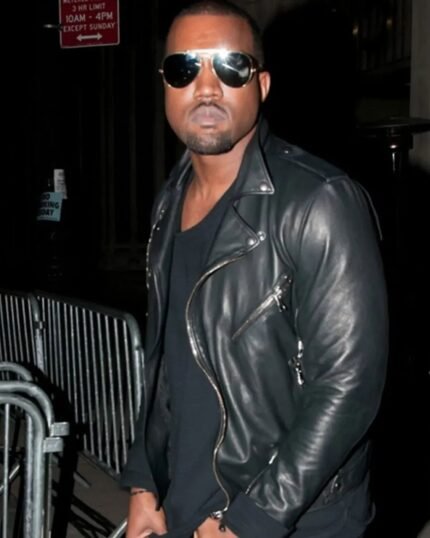 Kanye West Black Leather Motorcycle Jacket