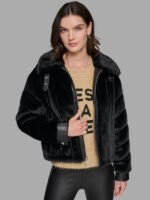 Karl-Lagerfeld-Paris-Faux-Fur-Jacket-Black