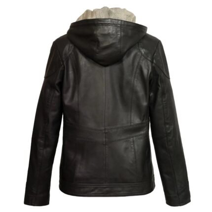 Black Hooded Jacket, Sheep Skin Jacket Zing Apparel