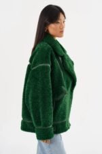 Badu Faux Fur Jacket In Green Lamarque - Image 4