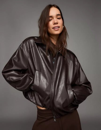 Leather blouson jacket