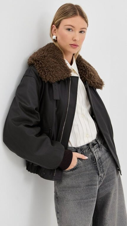 Lemaire-Leather-Blouson-With-Shearling-Collar