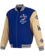 Los-Angeles-Dodgers-Tan-Back-To-Back-World-Series-Champions-Twill-Full-Zip-Jacket